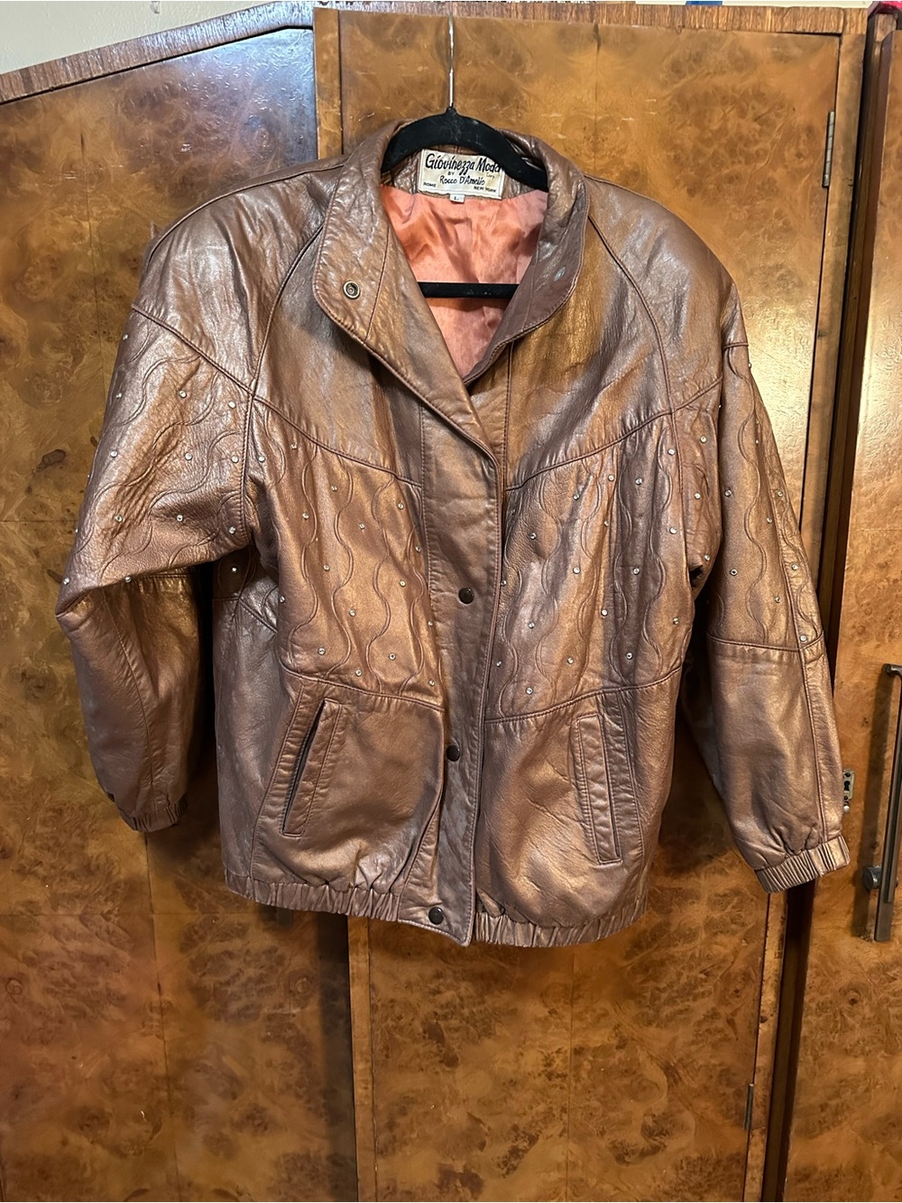Vintage Rare Find Bronze Leather Studded Women's Jacket - Picture 1 of 7